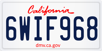 CA license plate 6WIF968
