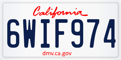 CA license plate 6WIF974