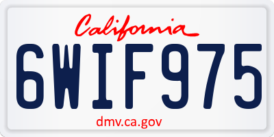 CA license plate 6WIF975