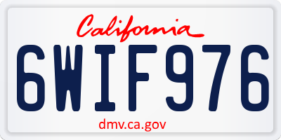 CA license plate 6WIF976