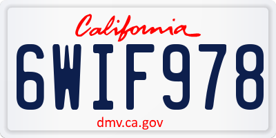CA license plate 6WIF978