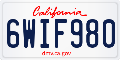 CA license plate 6WIF980