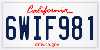 CA license plate 6WIF981