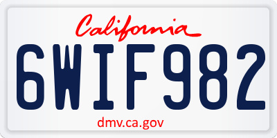 CA license plate 6WIF982