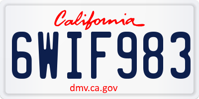 CA license plate 6WIF983