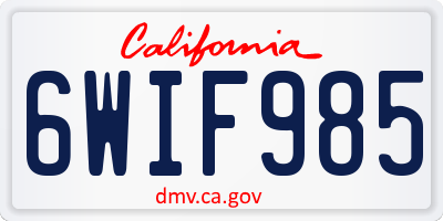 CA license plate 6WIF985