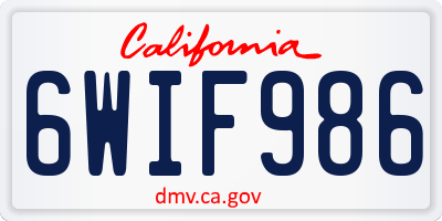 CA license plate 6WIF986