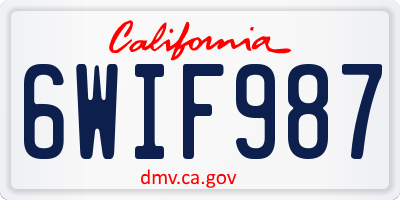CA license plate 6WIF987