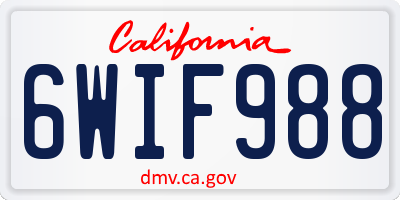 CA license plate 6WIF988