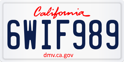 CA license plate 6WIF989