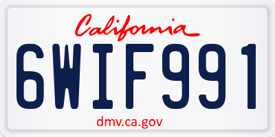 CA license plate 6WIF991