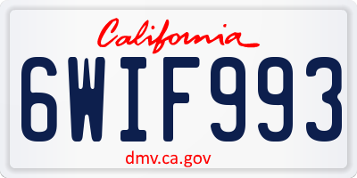 CA license plate 6WIF993