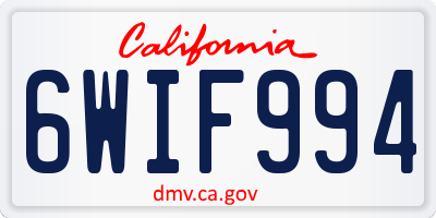 CA license plate 6WIF994
