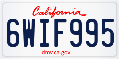 CA license plate 6WIF995