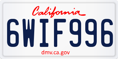 CA license plate 6WIF996