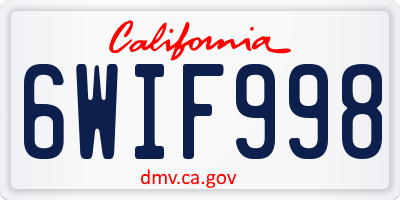 CA license plate 6WIF998