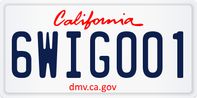 CA license plate 6WIG001