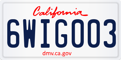 CA license plate 6WIG003