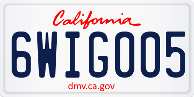 CA license plate 6WIG005