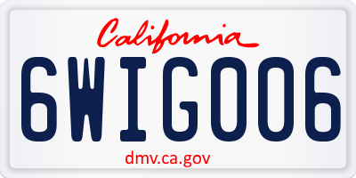 CA license plate 6WIG006