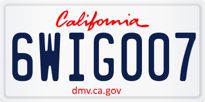 CA license plate 6WIG007