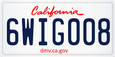 CA license plate 6WIG008