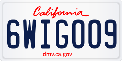 CA license plate 6WIG009