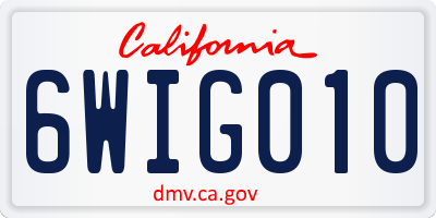 CA license plate 6WIG010