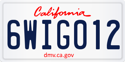 CA license plate 6WIG012