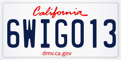 CA license plate 6WIG013