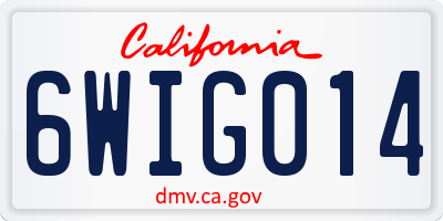 CA license plate 6WIG014