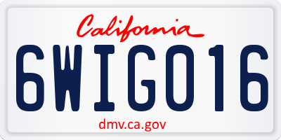 CA license plate 6WIG016