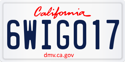 CA license plate 6WIG017