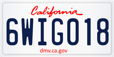 CA license plate 6WIG018