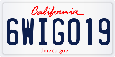 CA license plate 6WIG019