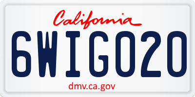 CA license plate 6WIG020