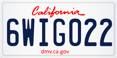 CA license plate 6WIG022