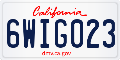 CA license plate 6WIG023