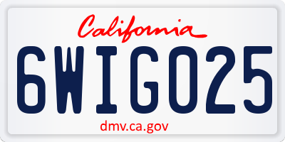 CA license plate 6WIG025