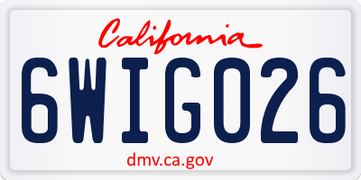 CA license plate 6WIG026