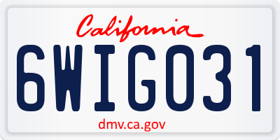 CA license plate 6WIG031