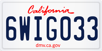 CA license plate 6WIG033