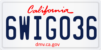 CA license plate 6WIG036