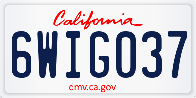 CA license plate 6WIG037