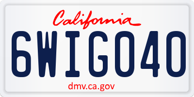 CA license plate 6WIG040