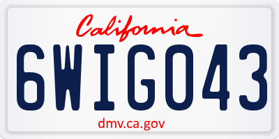 CA license plate 6WIG043