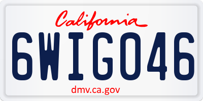 CA license plate 6WIG046