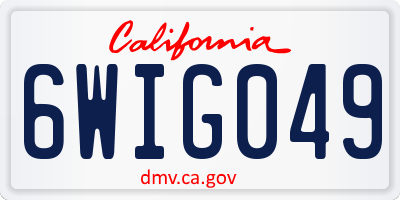 CA license plate 6WIG049
