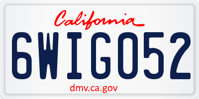 CA license plate 6WIG052