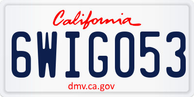 CA license plate 6WIG053